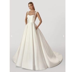 Madison James Ivory Ball Gown with Embellished Straps